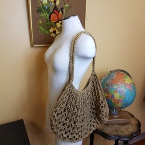 Homemade boho hippie macrame bag